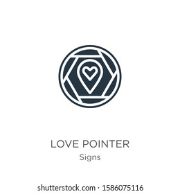Love pointer icon vector. Trendy flat love pointer icon from signs collection isolated on white background. Vector illustration can be used for web and mobile graphic design, logo, eps10