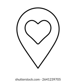 Love Pointer Line Icon. Editable Stroke. Pin, Navigation, Direction, Marker Icons Vector Illustration