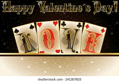 Love poker invitation cards, vector illustration