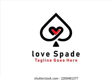 Love Poker Spade Logo Template.