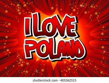 I Love Poland - Comic book style word