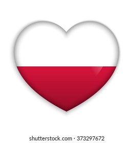  Love Poland.  Flag Heart Glossy Button