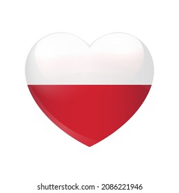 Love Polen Symbol. Vektorheart-Flaggensymbol einzeln auf weißem Hintergrund10