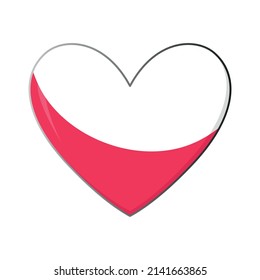 Love Poland symbol. Vector Heart flag icon isolated on white background.