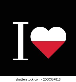 I love poland text with flag design vector.