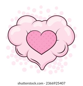 love pop art and cloud illustration isolated