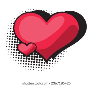 love pop art hearts halftone design isolated icon