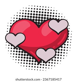 love pop art hearts icon isolated