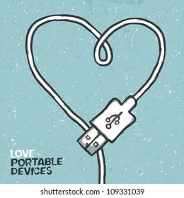 Love portable devices, concept illustration. Vector, EPS10