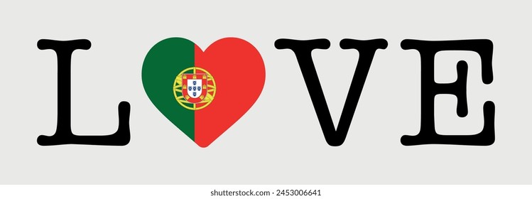 I Love Portugal flag heart icon vector illustration