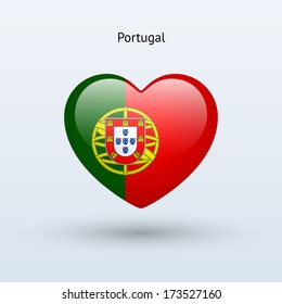 Love Portugal symbol. Heart flag icon. Vector illustration.