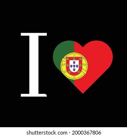 Me encanta el texto portugal con el vector de diseño de banderas.