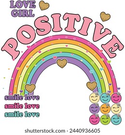 love positive raimbow graphic tees for girl