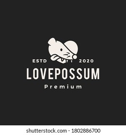 love possum hipster vintage logo vector icon illustration