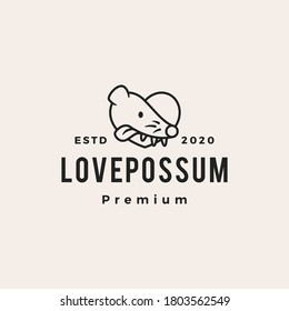 love possum hipster vintage logo vector icon illustration