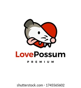 love possum logo vector mascot character cartoon illustration