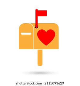Caja de correos de amor, diseño plano