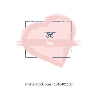 love postcard. Love, heart. text here.