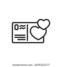Love Postcard Outline Icon Vector Illustration