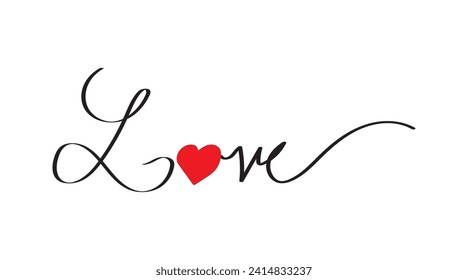Love postcard. Phrase for Valentine's day. Ink illustration. Modern brush calligraphy. Isolated on white background.