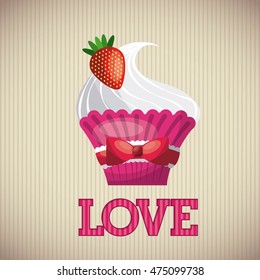 love postcard sweet dessert vector illustration design