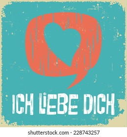 Love poster in German. Retro style. International series.