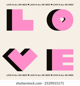 Afiche de amor. Corazón. Texto de amor de Vector 3d. Símbolo de Amor. Signo del corazón.