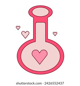 Love potion in a bottle. Alchemy elements