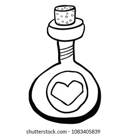 love potion bottle cartoon illustration isolated on white