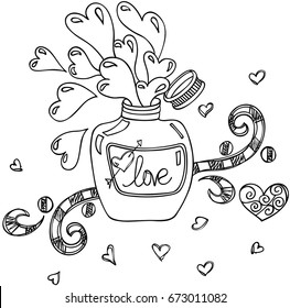 Love potion bottle doodle style
