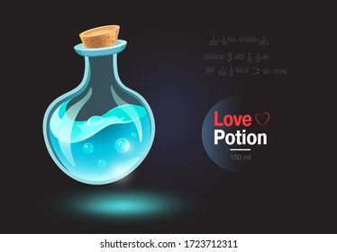 Love potion bottle. Fantasy isoleted on color background illustration [EPS 10]