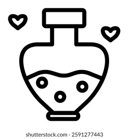 Love potion bottle icon line style transparent