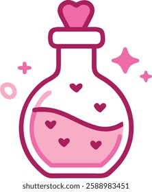 Love Potion Bottle Icon with Pink Glow – Magical Elixir Symbol for Fantasy and Romance