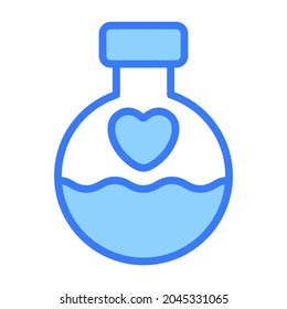 love potion, bottle Icon, simple design blue line icon.