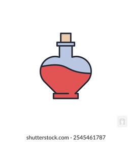 Icono de botella de poción de amor. Muestra del símbolo de la botella de la poción del amor para el concepto móvil y el Diseño web. Icono de Vector, Ilustración de logotipo, Vector