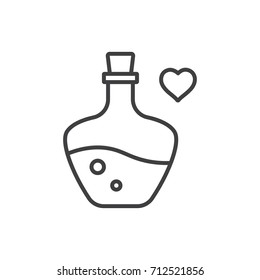 Love potion bottle line icon.