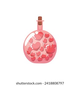 Love potion in bottle on white background