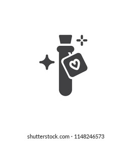 Love potion flask vector icon. filled flat sign for mobile concept and web design. Bottle with magic elixir simple solid icon. Symbol, logo illustration. Pixel perfect vector graphics