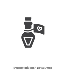 Love potion flask vector icon. filled flat sign for mobile concept and web design. Bottle with love potion glyph icon. Valentines day symbol, logo illustration. Vector graphics