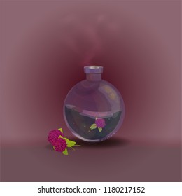 
Love potion with fragrant flowers. Witchcraft. eps10
