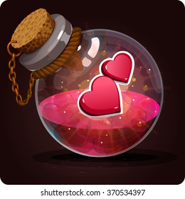 love potion . Game icon of magic elixir. Vector design for app user interface