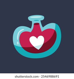 love potion glass bottle in flat vector design.