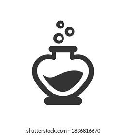 Love potion in glass bottle shaped like a heart logo icon silhouette design. Cute simple flat cartoon illustration design.