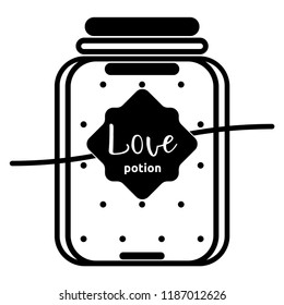 A love potion in a glass bottle. Valentine's day concept. Vector.