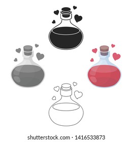 Love potion icon in cartoon,black style isolated on white background. Black and white magic symbol stock vector illustration.