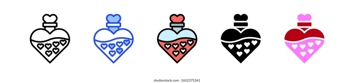 Colección de icono de poción de amor con múltiples estilos