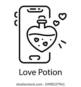 Love potion icon designed in line style  
