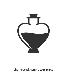 Icono de la poción de amor. Enarbolar en forma de corazón. Símbolo blanco y negro monocromo. Ilustración del vector