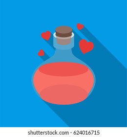 Love potion icon in flate style isolated on white background. Black and white magic symbol stock vector illustration.