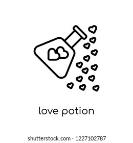 love potion icon. Trendy modern flat linear vector love potion icon on white background from thin line Wedding and love collection, outline vector illustration